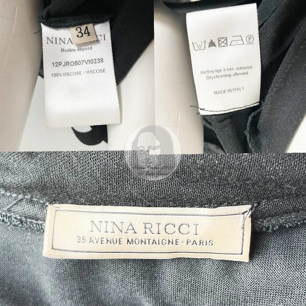 Nina Ricci Dress Mini LBD Little Black Dress Asymmetric Ruffles Size 34 Italy - Picture 8 of 9